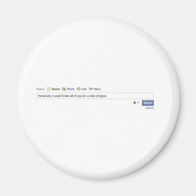 Imã Amigos e Pizza do Facebook (Frente)