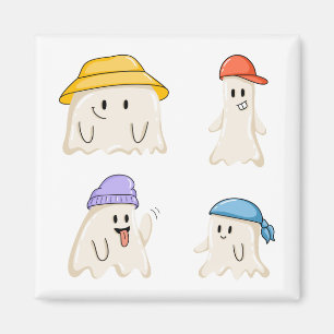 Imã Amigos Fantasmas Usando Chapéus Coloridos