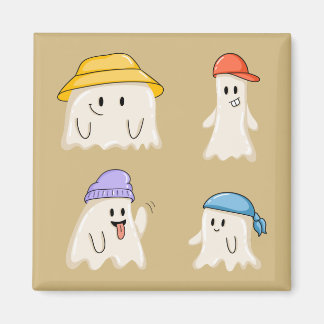 Imã Amigos Fantasmas Usando Chapéus Coloridos