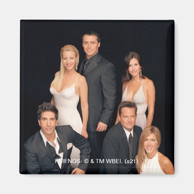 Imã AMIGOS™ | Grupo no Visto Formal Negro e Branco (Frente)