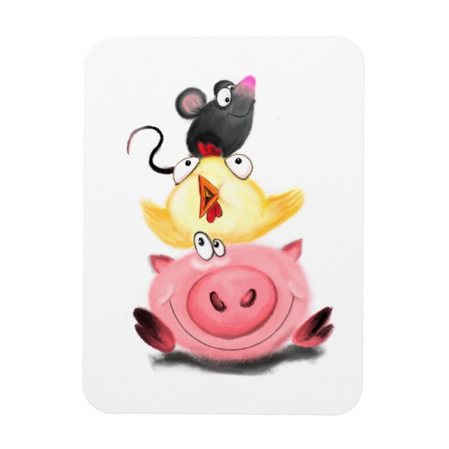 Ímã Amigos, Pintinho e diversão do Mouse (Vertical)
