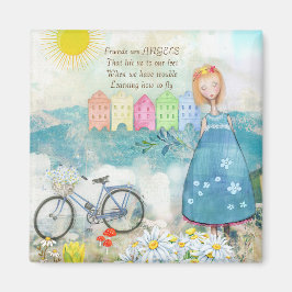 IMÃ AMIGOS SÃO COMO ANGELS SQUARE MAGNET