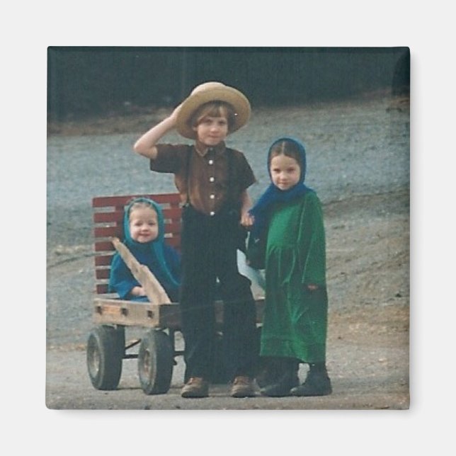 Imã Amish Kids Lancaster County PA Magnet (Frente)