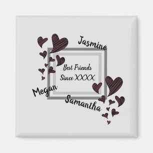 Imã Amizade Longa do Coração Vermelho Brilhante e Amiz