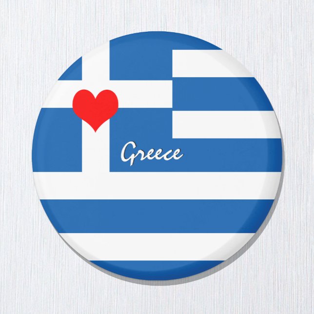 Imã Amo Grécia & Coração, bandeira grega, viagem / esp (Criador carregado)