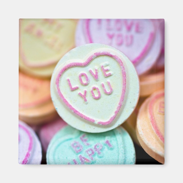 Imã "Amo-te" Adoro doces cardíacos Magnet (Frente)
