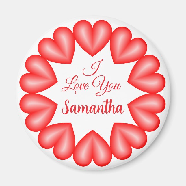 Imã Amo-te o quadro de círculo dos corações 3d (Frente)