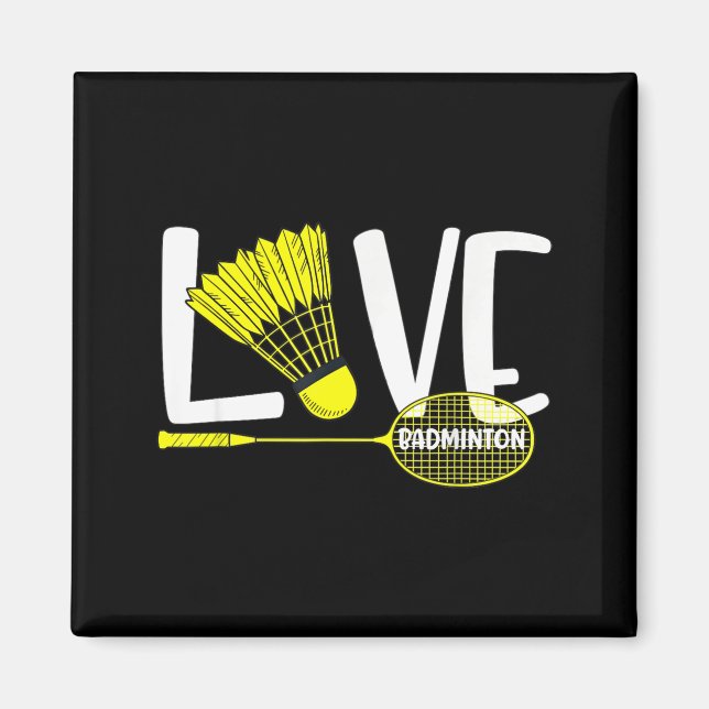 Imã Amor ao Badminton Raquete Fofa e Ventoinha Fã de E (Frente)