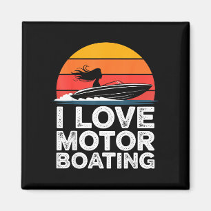 Imã Amor ao barco motorizado vintage pôr do sol lancha