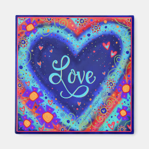 Imã Amor Bonito Coração Azul Inspirividade Floral
