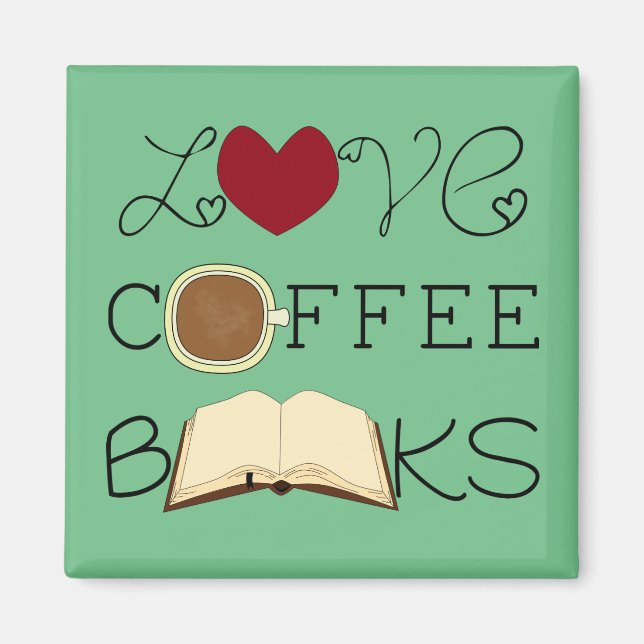 Imã Amor, Café, Livros - Escolha Cor (Frente)