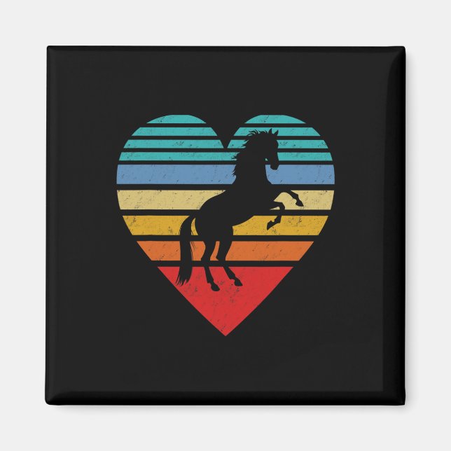 Imã Amor com Animais do Coração de Cavalo Retro (Frente)