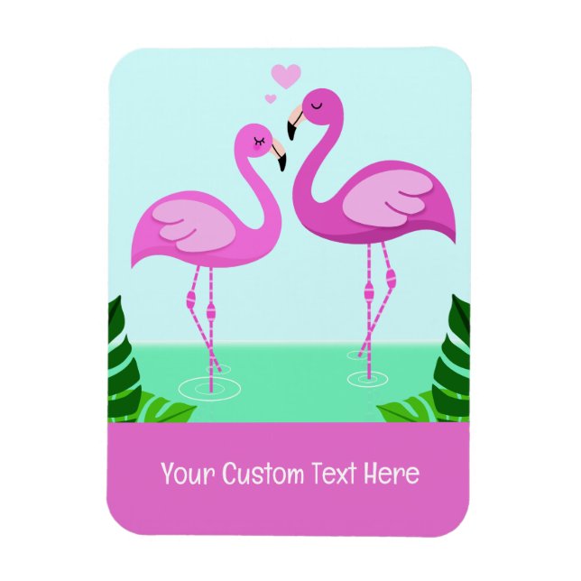 Ímã Amor com Flamingo de Texto Personalizado (Vertical)