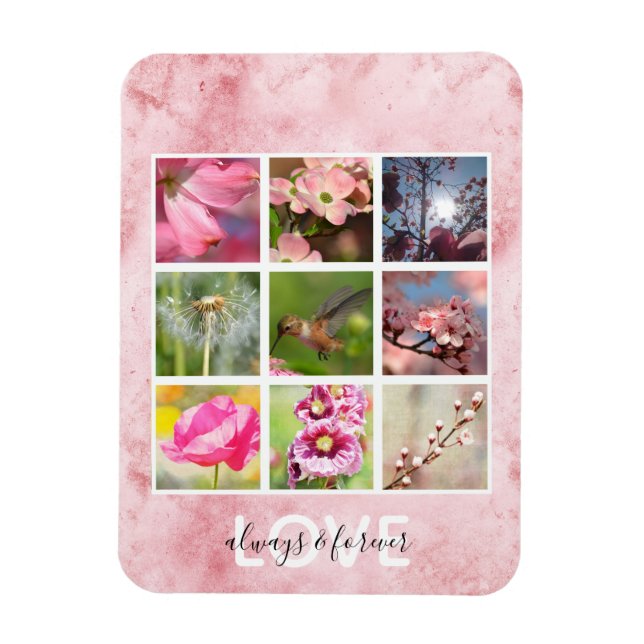 Ímã Amor com Fotos Personalizadas Rosa (Vertical)