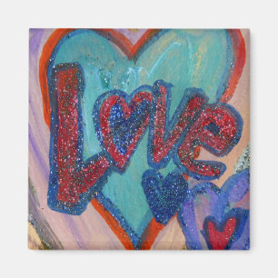 Imã Amor Corações Familiares Magneta de Pintura