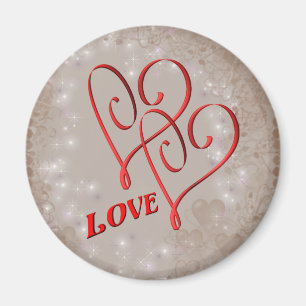 Imã Amor Corações Vermelhos Interligados