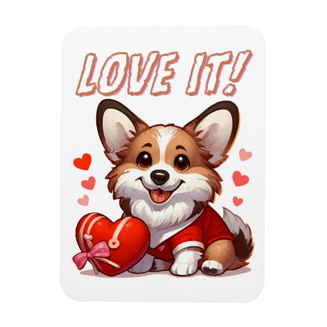 Ímã Amor de Corgi Fofo (Vertical)
