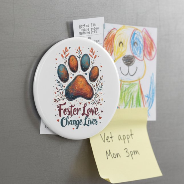 Imã Amor de Lar de Resgate Animal Muda Vidas Impressão (Pet foster refrigerator magnet)
