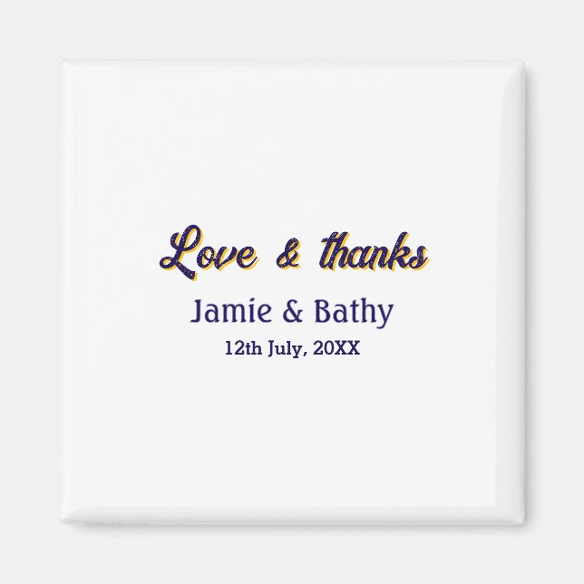 Imã Amor e agradecimento roxo laranja nome data (Frente)