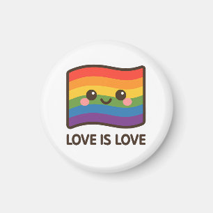 Imã Amor é Amor - Design do Arco-Íris Kawaii
