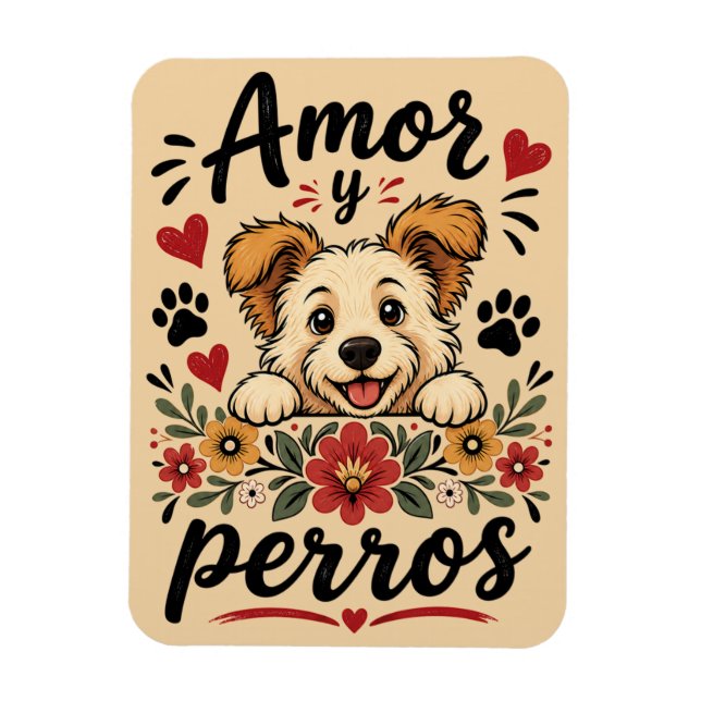 Ímã Amor e Cães Design Divertido para Amantes de Cães (Vertical)