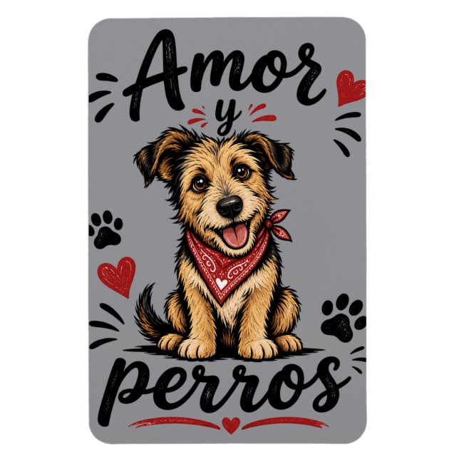 Ímã Amor e Cães Design Divertido para Amantes de Cães (Vertical)