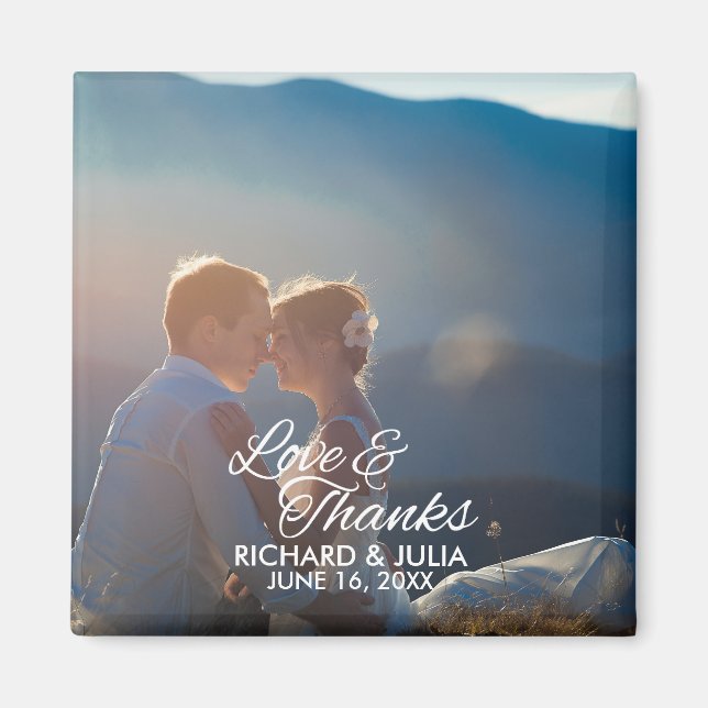 Imã Amor e Obrigados | Foto De Casamento Obrigado Favo (Frente)