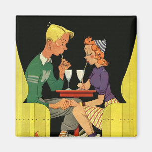 Imã Amor e romance do vintage, adolescentes na loja da