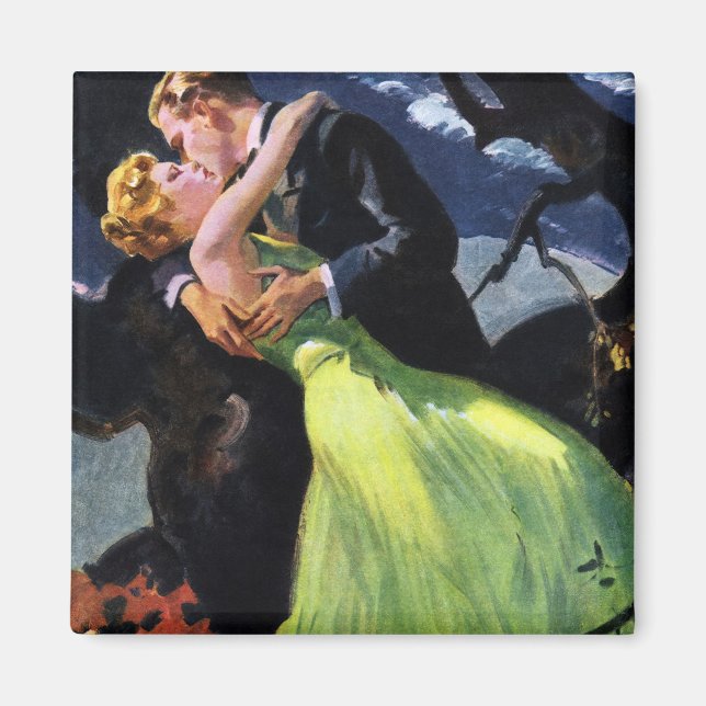 Imã Amor e Romance Vintage, Beijo Romântico (Frente)