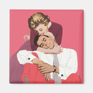 Imã Amor e Romance Vintage, Recém-Casados em Rosa