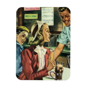 Ímã Amor e Romance Vintage, Senhora na Loja de Refrige