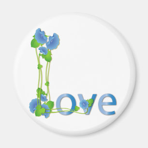 Imã Amor em flores azuis