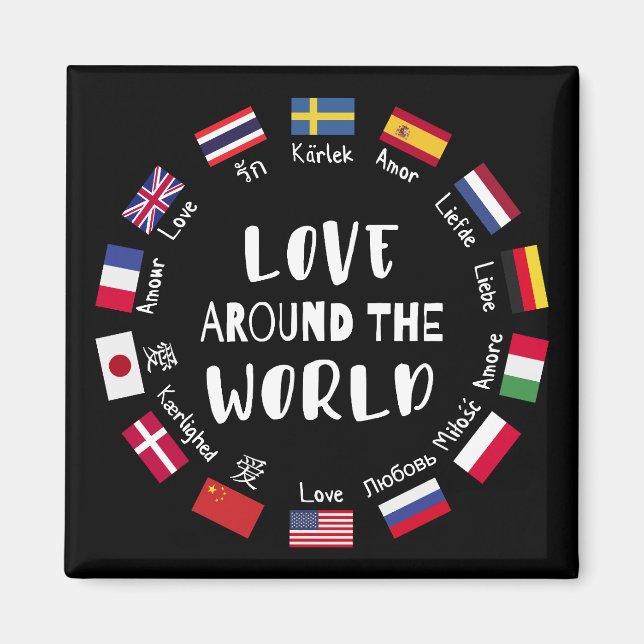 Imã Amor em todo o mundo Idiomas  (Frente)