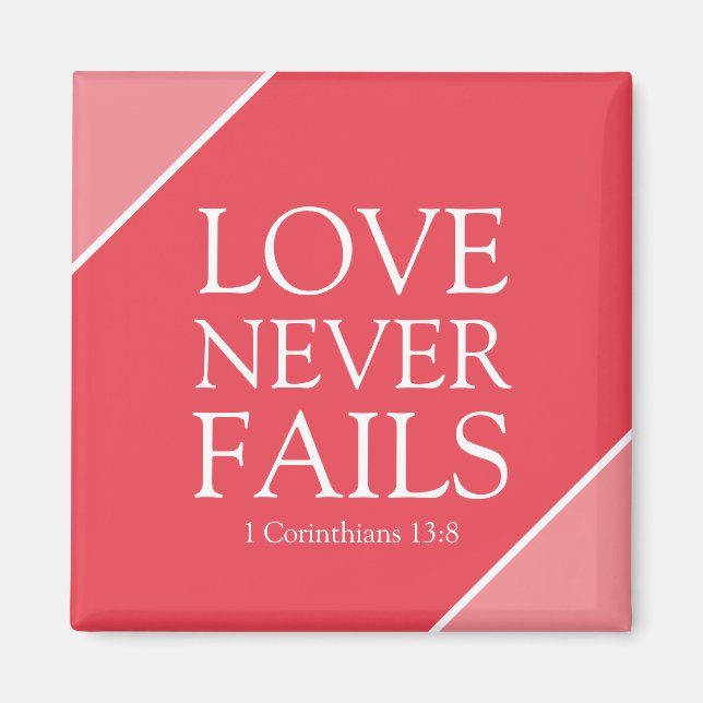 Imã Amor Nunca Falha 1 Corinthians 13:8 Escritura Rosa (Frente)
