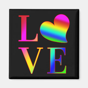 IMÃ AMOR TIPOGRAFIA COLORIDA CORAÇÃO ARCO-ÍRIS