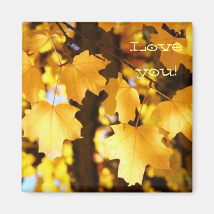 Imã Amor Você! ímãs Amarelo Folhas de Outono natureza