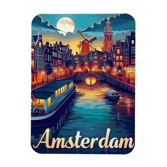 Ímã Amsterdã por Noite (Vertical)