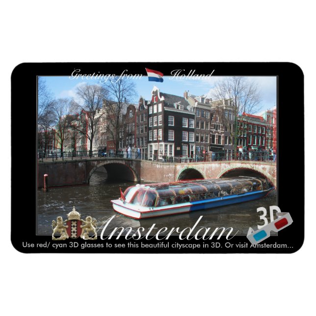 Ímã Amsterdam Holland 3D View Anaglyph (Horizontal)