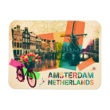 Amsterdam Netherlands Canal Vintage Pop Art Travel