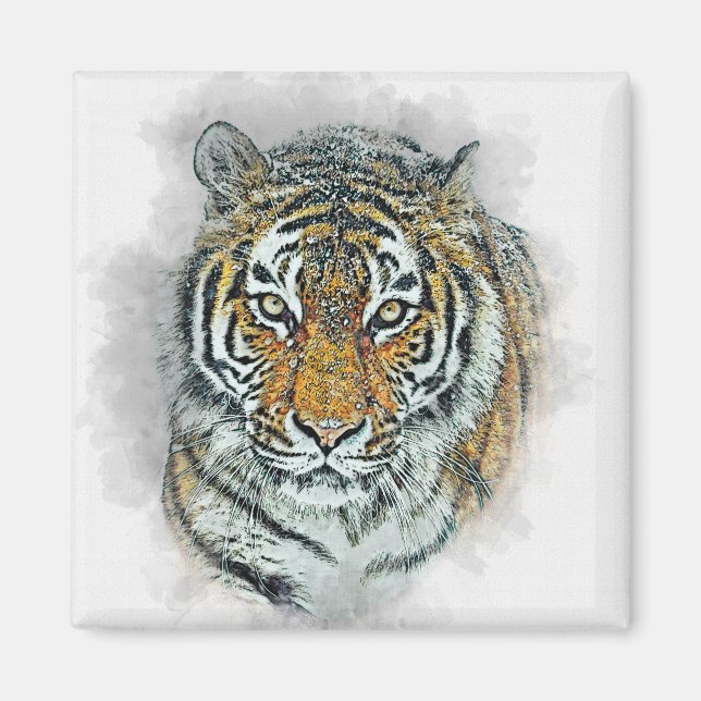 Imã Amur Tiger Tiger Feline Cat Siberian (Frente)