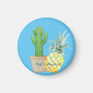 Imã Ananás Azul e Cactus de Amor Moderno