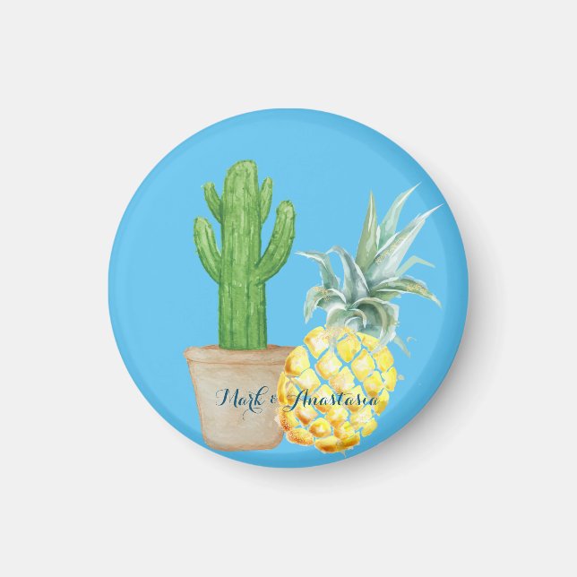 Imã Ananás Azul e Cactus de Amor Moderno (Frente)