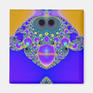Imã ANASTASIA~ Padrão Abstrato ~ Azul Púrpura Amarelo 