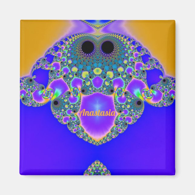 Imã ANASTASIA~ Padrão Abstrato ~ Azul Púrpura Amarelo  (Frente)