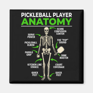 Imã anatomia de jogador de pickleball engraçado dink p