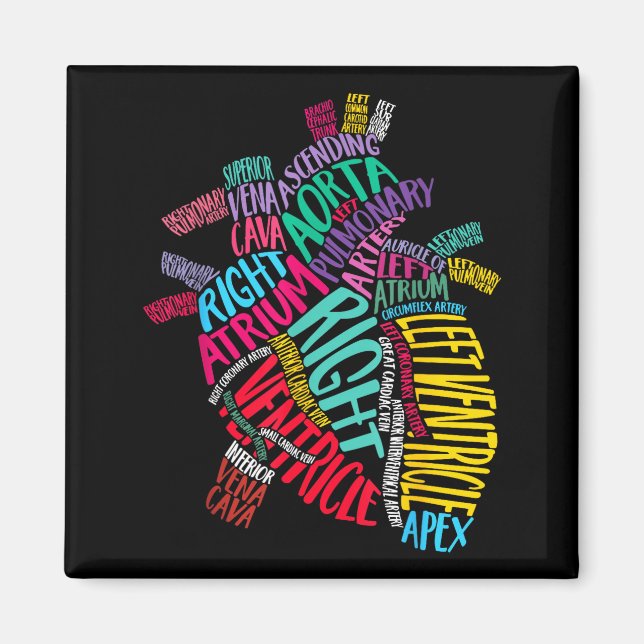 Imã Anatomical Heart Design Cardiac Cardiovascular Icu (Frente)