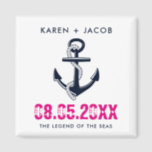 Imã Anchor Cruise Navio Que Vestia Amadores<br><div class="desc">Casamento personalizável num navio de cruzeiro a favor de granadas náuticas. Personalize com seus nomes, data de casamento e nome da nave. Um presente de excelente para mandar seus convidados de casamento para casa para lembrá-los do seu cruzeiro de casamento. Para personalizar ainda mais, altere o estilo, o tamanho ou...</div>