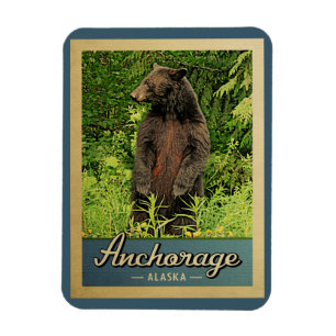 Ímã Anchorage Alaska Viagens vintage Bear