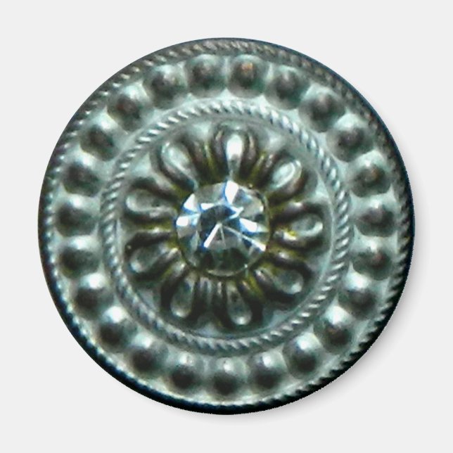 Imã Ancião broche prateado com gema (Frente)