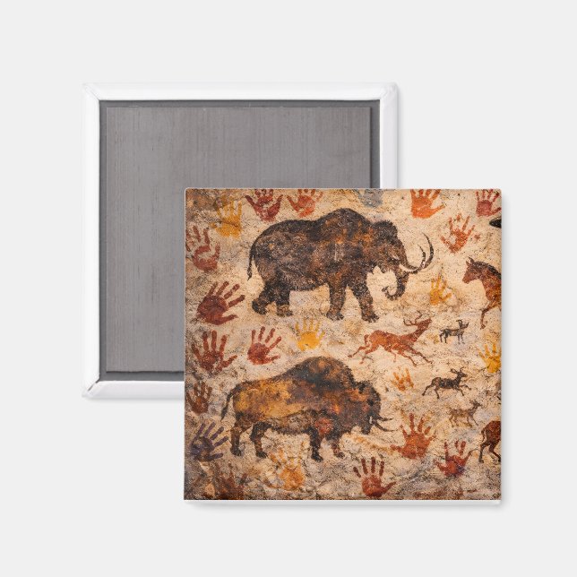 Imã Ancient cave art make your mark stone mural magnet (Front/Back)